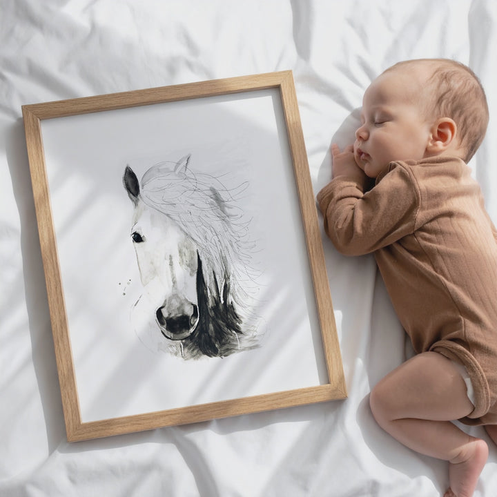 Illustration - Farm animals - white horse