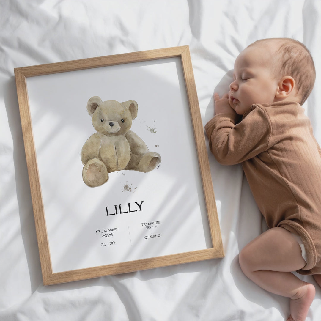 Birth announcement poster - black bear