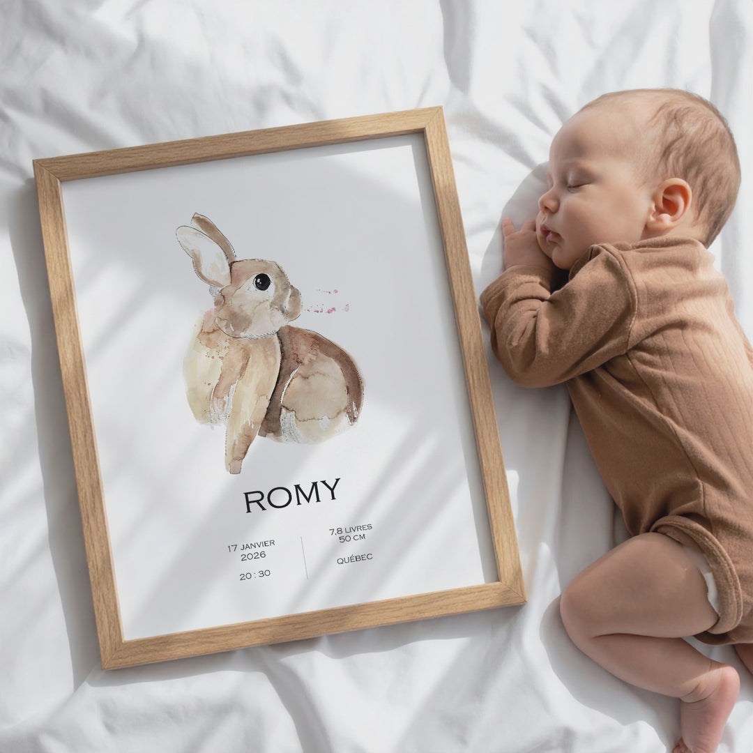 Birth announcement poster - bunny