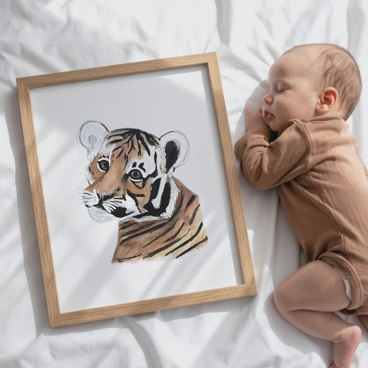 Illustration - Animals of the savannah - baby tiger