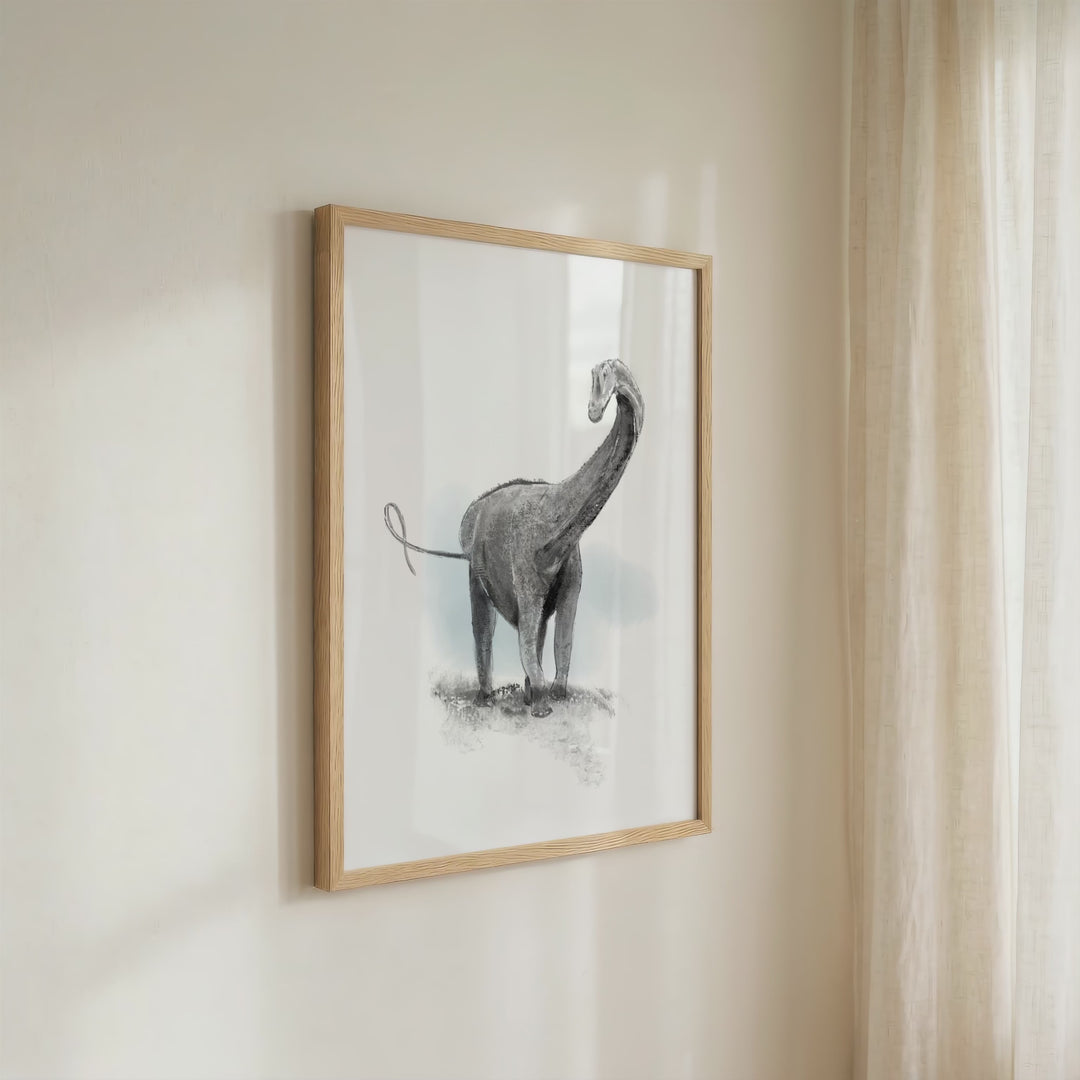 Illustration - Dinosaure - Diplodocus noir et blanc