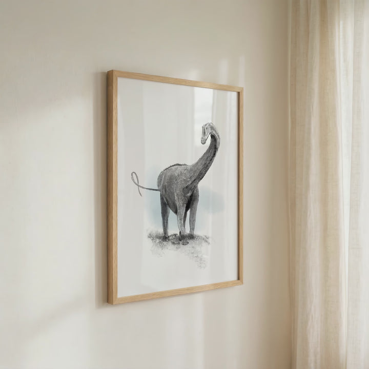 Illustration - Dinosaure - Diplodocus noir et blanc