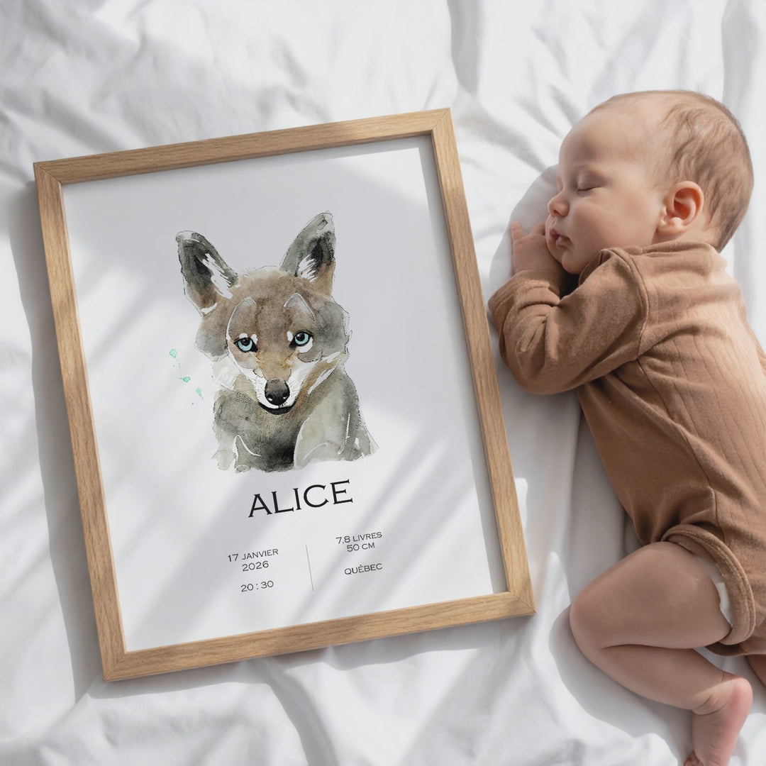 Birth announcement poster - she -wolf