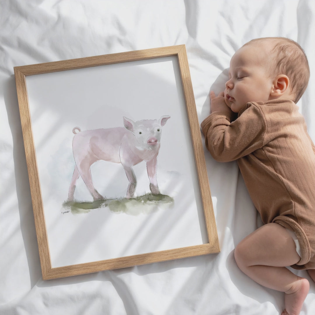 Illustration - Animaux de la ferme - cochon rose