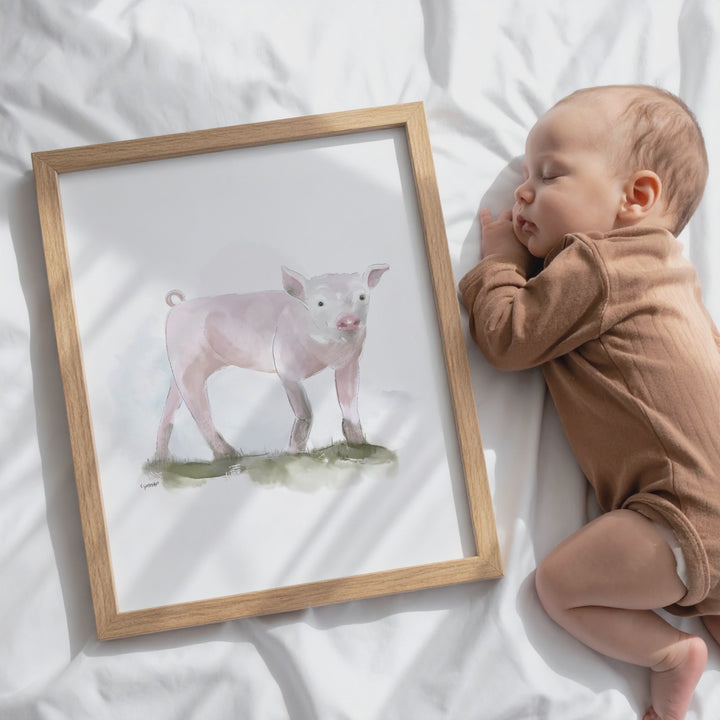 Illustration - Animaux de la ferme - cochon rose