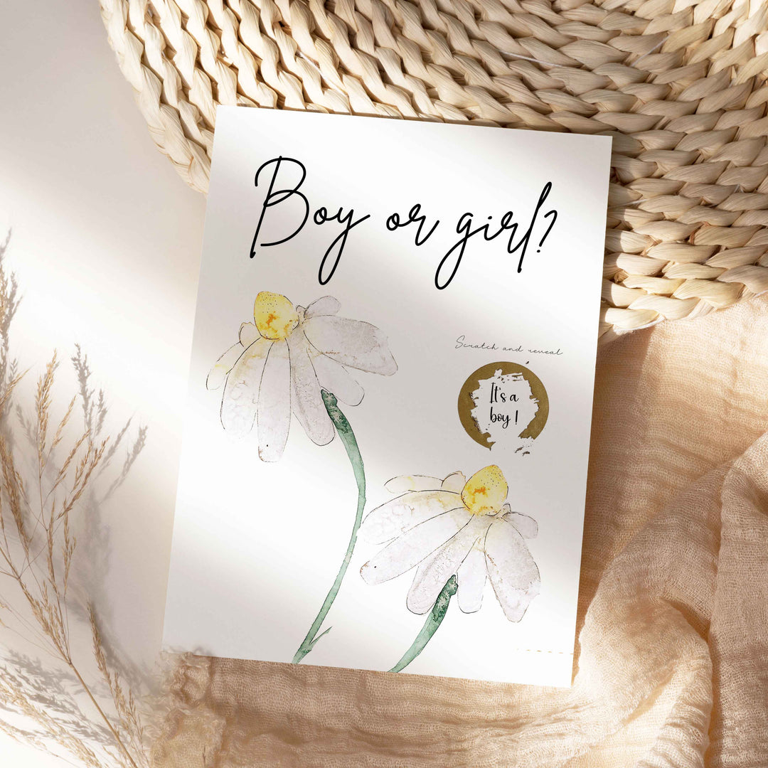 Carte à gratter nature et fleurs sauvages  -  Fille ou garçon?