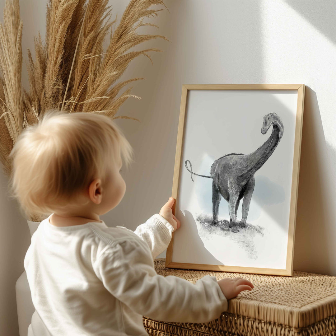 Illustration - Dinosaure - Diplodocus noir et blanc