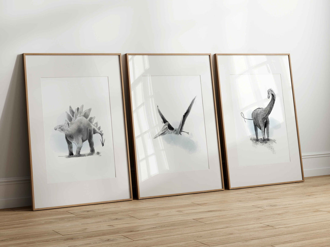 Set of dinosaur illustrations – black and white 2