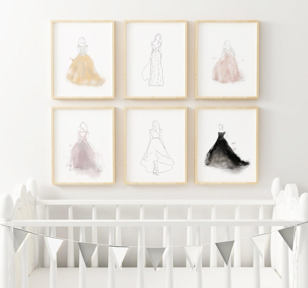 Ensemble d'affiches robe de princesses