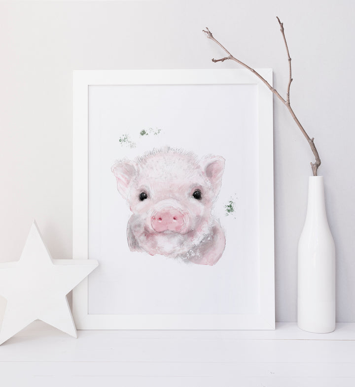 Illustration - animaux de la ferme - Augustin, le petit cochon rose