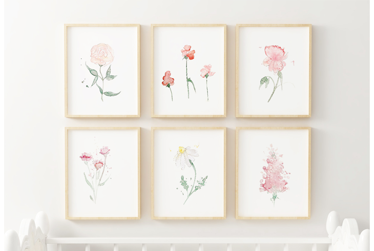 Ensemble d'illustrations florales