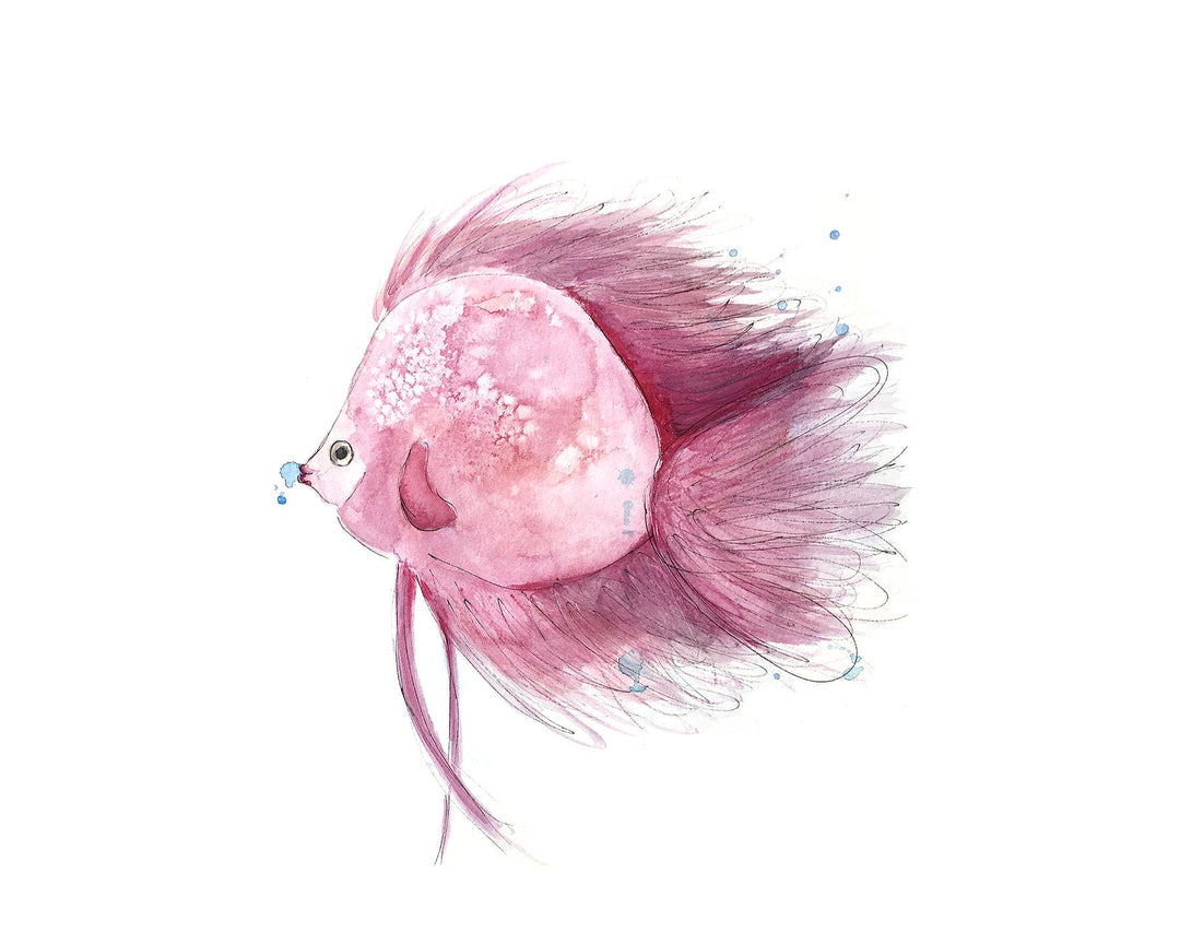 Affiche de naissance personnalisée poisson rose