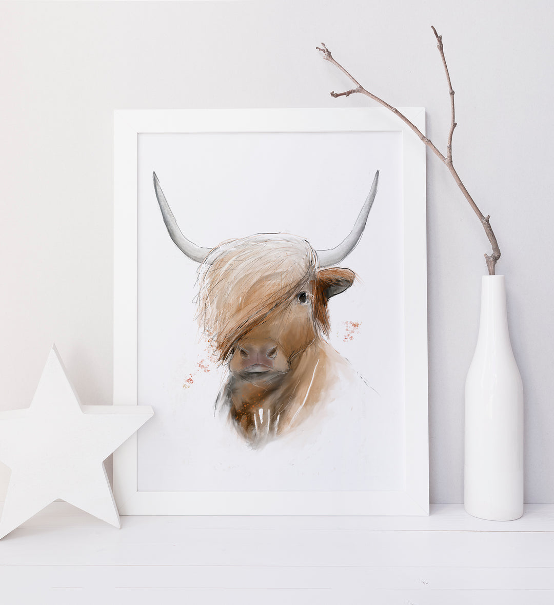 Illustration - animaux de la ferme - Caramel,  la vache highland